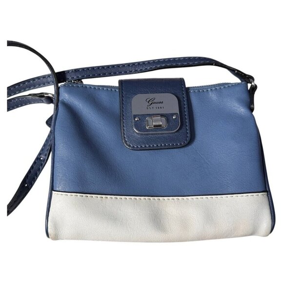 Guess double zip cross body bag blue - Picture 1 of 9